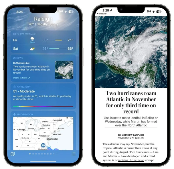 厦门苹果14维修分享iPhone 14手机如何看天气时顺带看新闻 