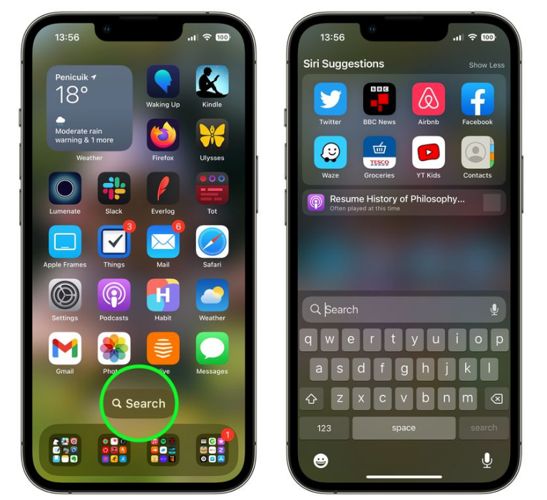 厦门苹果手机维修分享升级到 iOS 16 后，如何删除主屏幕上的搜索按钮 