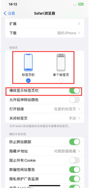 厦门苹果手机维修分享Safari浏览器如何切换标签栏位置 