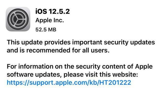 厦门苹果手机维修分享iOS12.5.2发布，建议所有老苹果用户安装 